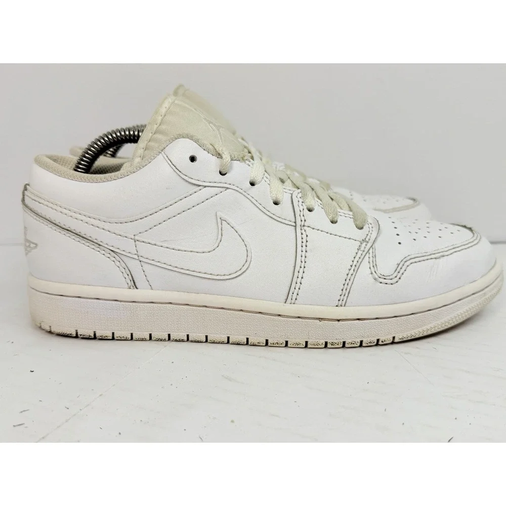 Air Jordan 1 Low Triple White 553558-136 Men's Size 7 Leather Sneakers